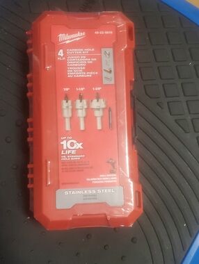 Milwaukee Red Carbide Hole Cutter Kit - 4 Pc Stainless Steel